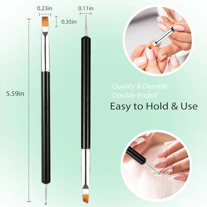 FULINJOY 6-Piece Double-Ended Nail Art Brush Kit for Gel Polish – Liner, Drawing, Dotting & Detailing Professional Set