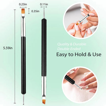 FULINJOY 6-Piece Double-Ended Nail Art Brush Kit for Gel Polish – Liner, Drawing, Dotting & Detailing Professional Set