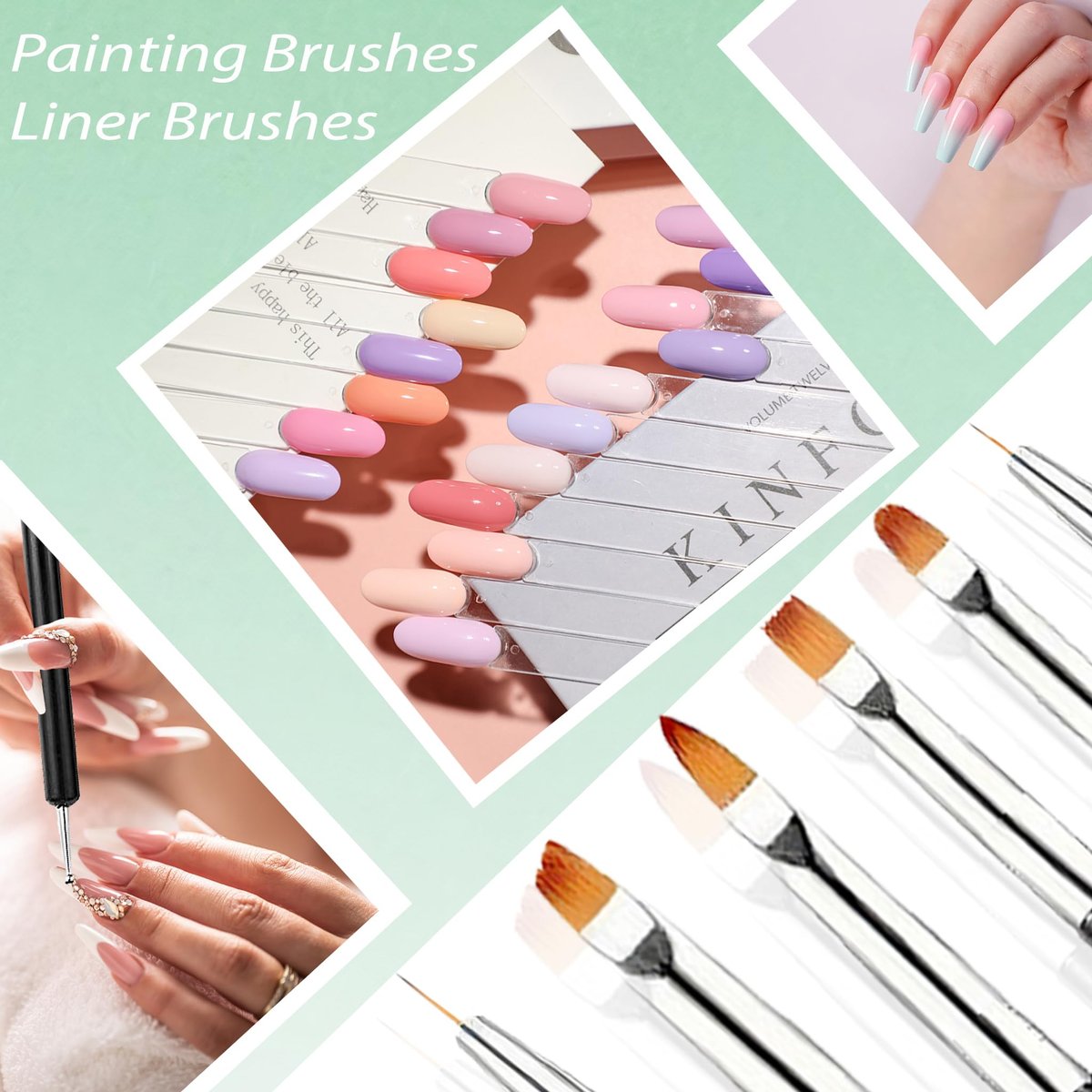 FULINJOY 6-Piece Double-Ended Nail Art Brush Kit for Gel Polish – Liner, Drawing, Dotting & Detailing Professional Set - görsel 9