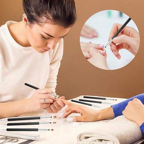 FULINJOY 6-Piece Double-Ended Nail Art Brush Kit for Gel Polish – Liner, Drawing, Dotting & Detailing Professional Set - görsel 14
