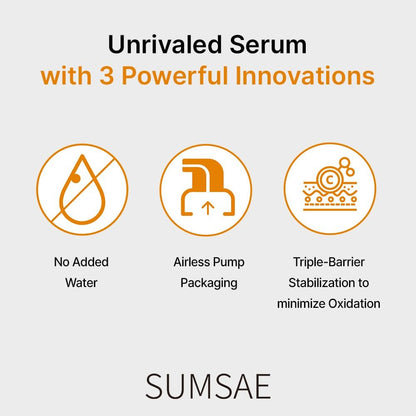 SUMSAE Pure Vitamin C Serum - Korean Skincare with 10.5% Pure Vitamin C, Waterless Formula, Airless Pump for Brightening & Firming, 30ml Avelisse