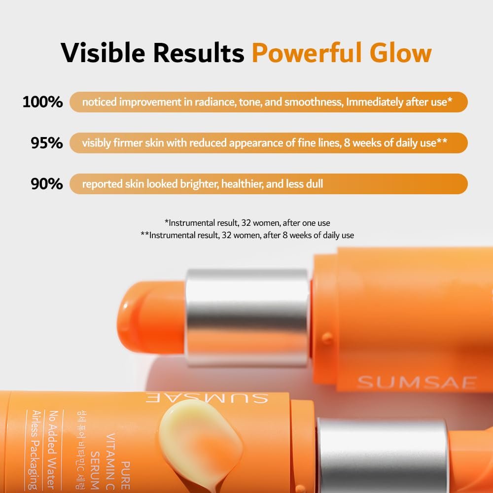 SUMSAE Pure Vitamin C Serum - Korean Skincare with 10.5% Pure Vitamin C, Waterless Formula, Airless Pump for Brightening & Firming, 30ml Avelisse