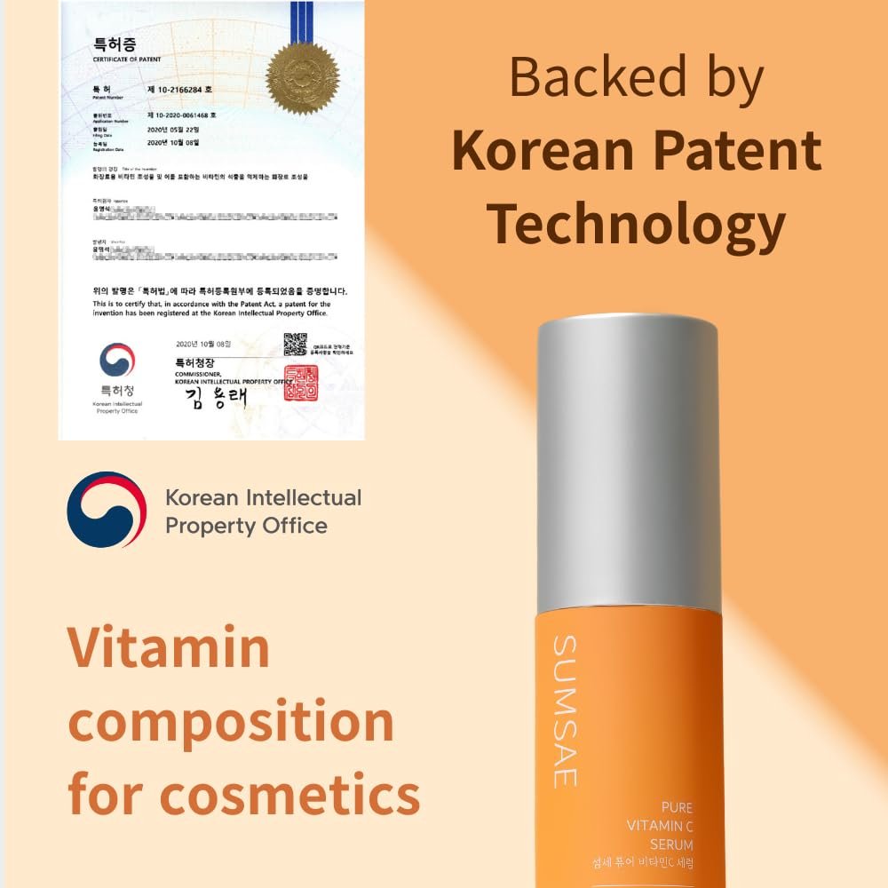SUMSAE Pure Vitamin C Serum - Korean Skincare with 10.5% Pure Vitamin C, Waterless Formula, Airless Pump for Brightening & Firming, 30ml Avelisse