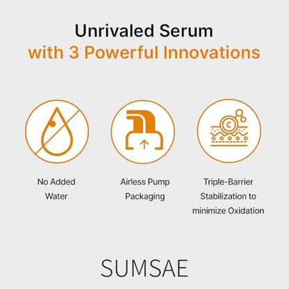 SUMSAE Pure Vitamin C Serum - Korean Skincare with 10.5% Pure Vitamin C, Waterless Formula, Airless Pump for Brightening & Firming, 30ml Avelisse