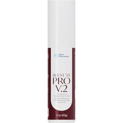 HelloPharmacist BiEst 7.0 PRO V2 Bioidentical Estrogen Cream for Women - 90 Pumps - 3oz Avelisse