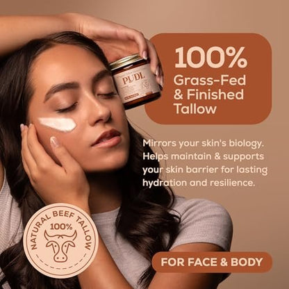 PUDL Grass Fed Beef Tallow for Skin Care with Manuka Honey, Organic Olive Oil and Jojoba Oil – Whipped Lotion Balm Anti-Aging Moisturizer Deeply Nourishing for Sensitive Skin Face & Body Avelisse