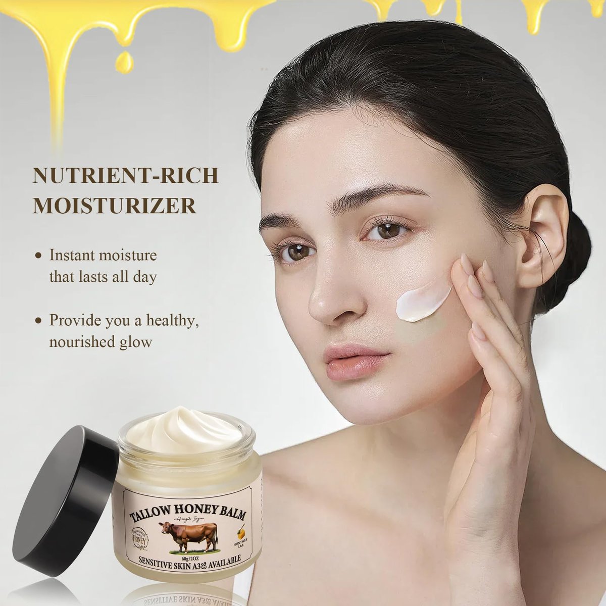 Whipped Beef Tallow and Honey Balm Face Moisturizer – 100% Pure Grass Fed Beef Tallow for Skin, All-Natural Hydrating & Nourishing Face Cream (60g) - görsel 5