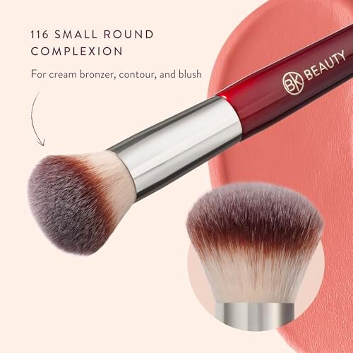 BK BEAUTY 116 Small Round Complexion Brush – Compact Vegan Makeup Brush for Cream Blush, Contour, Bronzer & Foundation Avelisse