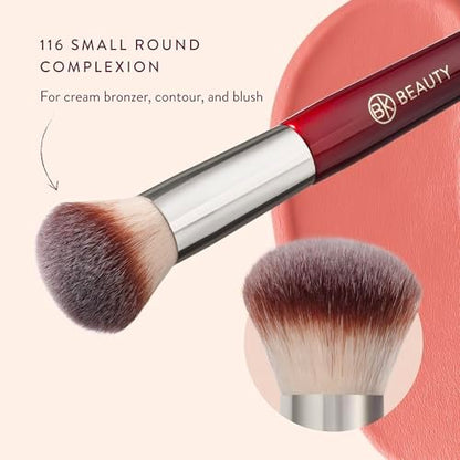 BK BEAUTY 116 Small Round Complexion Brush – Compact Vegan Makeup Brush for Cream Blush, Contour, Bronzer & Foundation Avelisse