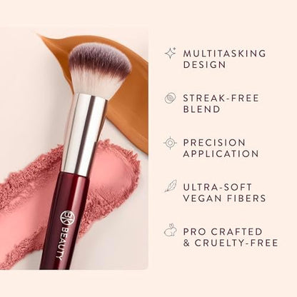 BK BEAUTY 116 Small Round Complexion Brush – Compact Vegan Makeup Brush for Cream Blush, Contour, Bronzer & Foundation Avelisse