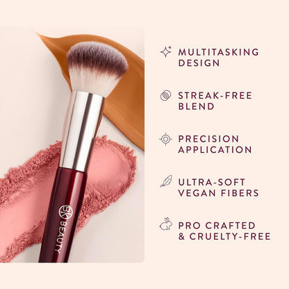 BK BEAUTY 116 Small Round Complexion Brush – Compact Vegan Makeup Brush for Cream Blush, Contour, Bronzer & Foundation Avelisse