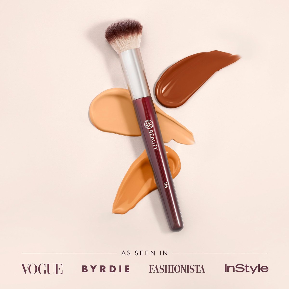 BK BEAUTY 116 Small Round Complexion Brush – Compact Vegan Makeup Brush for Cream Blush, Contour, Bronzer & Foundation Avelisse