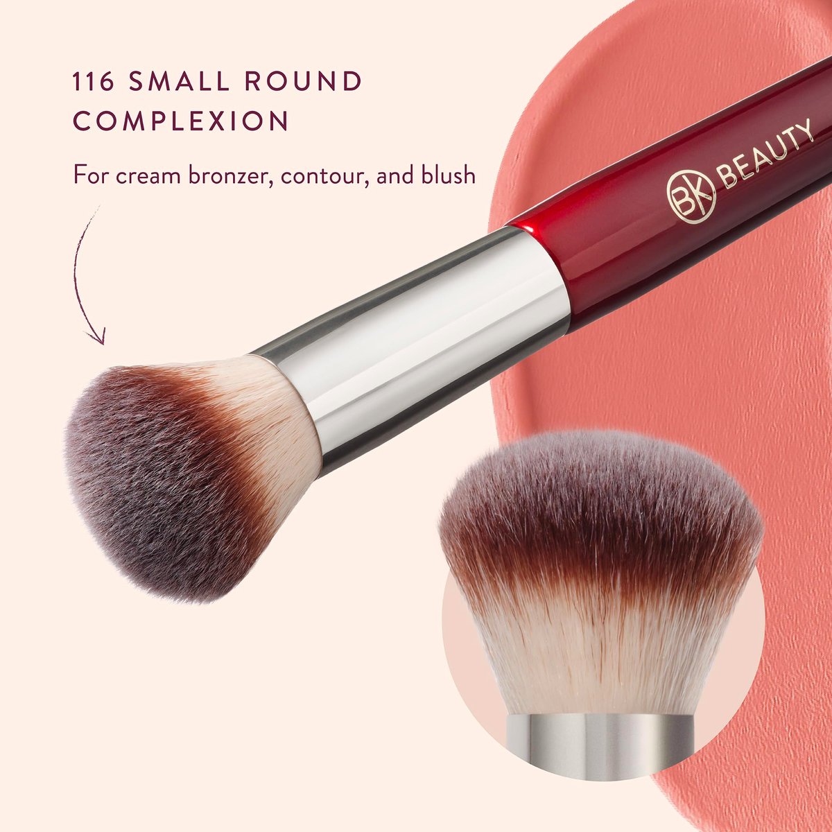 BK BEAUTY 116 Small Round Complexion Brush – Compact Vegan Makeup Brush for Cream Blush, Contour, Bronzer & Foundation Avelisse