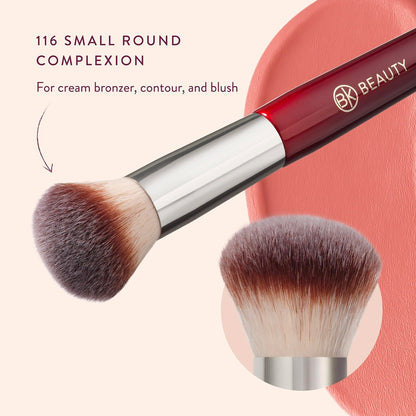 BK BEAUTY 116 Small Round Complexion Brush – Compact Vegan Makeup Brush for Cream Blush, Contour, Bronzer & Foundation Avelisse