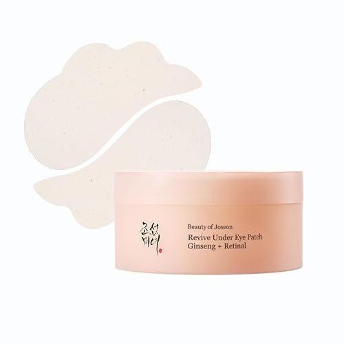 Beauty of Joseon Revive Under Eye Patch Retinal Ginseng - 60 Sheets (30 Pairs) for Puffy Eyes, Dark Circles, and Fine Lines | Collagen Peptide Korean Skincare for Women and Men Avelisse