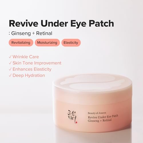 Beauty of Joseon Revive Under Eye Patch Retinal Ginseng - 60 Sheets (30 Pairs) for Puffy Eyes, Dark Circles, and Fine Lines | Collagen Peptide Korean Skincare for Women and Men Avelisse