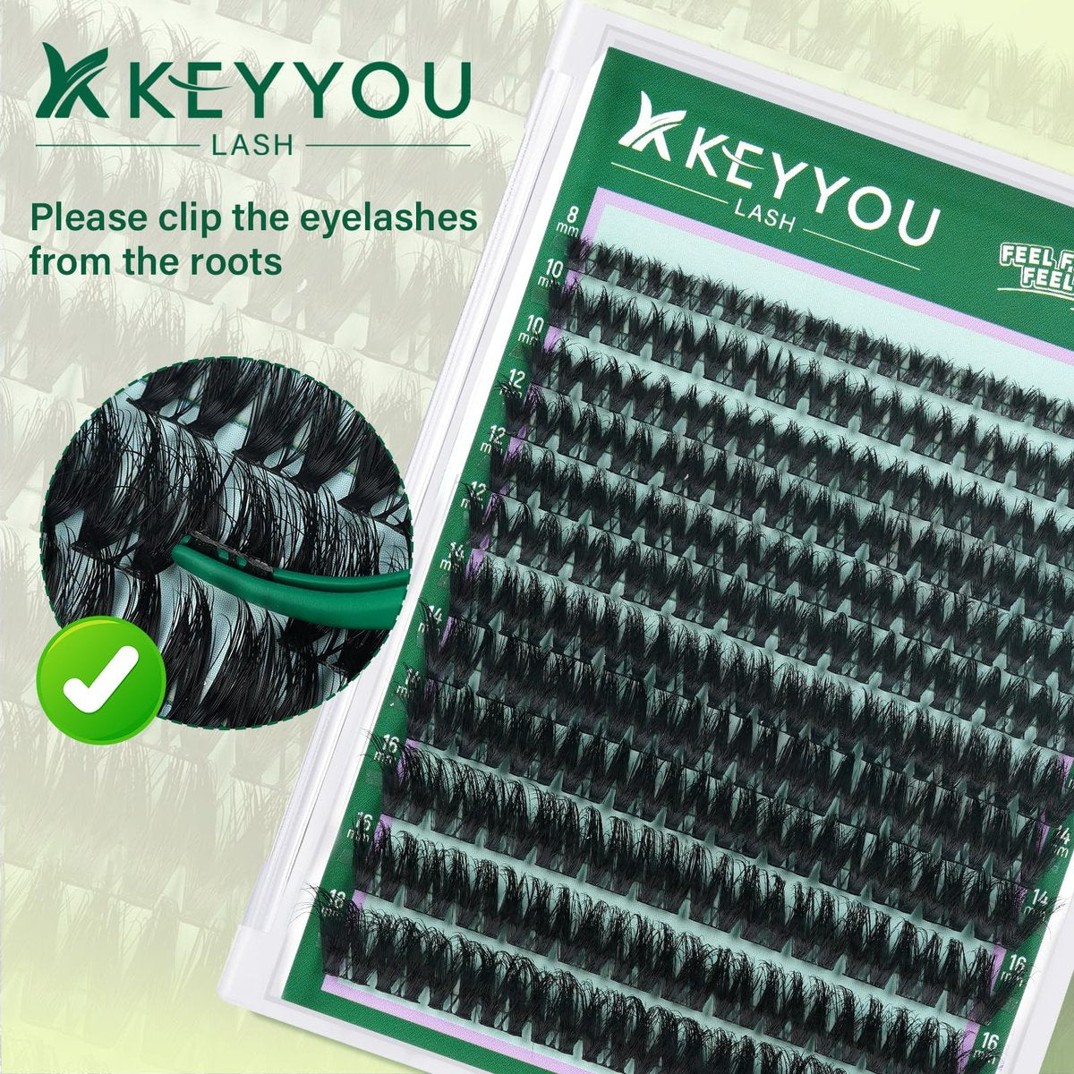 KEYYOU Flaunt Lash Clusters Kit – 3D Spider DIY Lashes Extension Kit, Thick Eyelash Clusters 144pcs, Fluffy Wispy Volume Lashes with Waterproof Lash Bond, Seal & Remover (F01) Avelisse