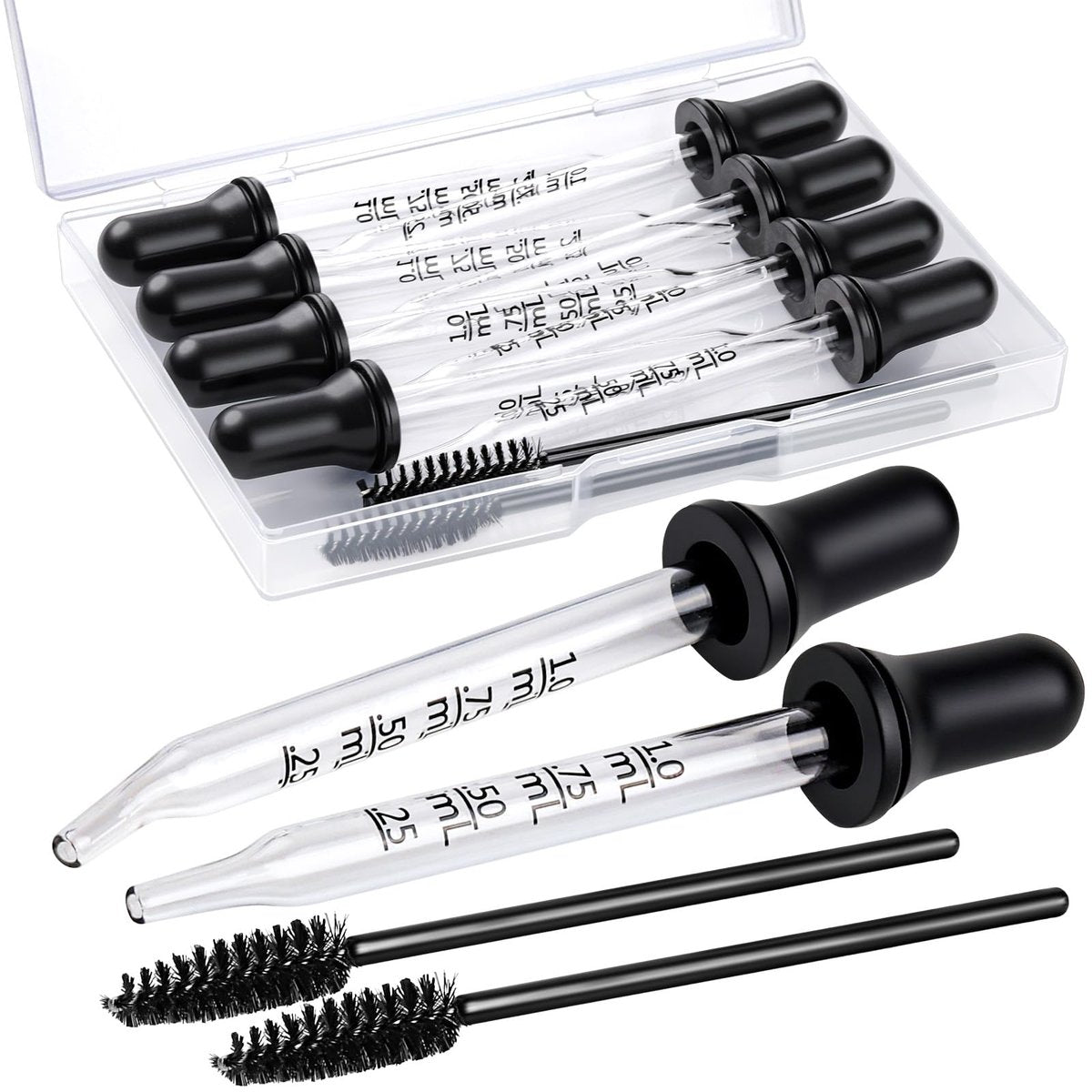 10pcs Eye Dropper & 8pcs Glass Pipettes Dropper with 2 Cleaning Tools – 1ml Droppers for Essential Oils, Liquid, Ear, Eye, Craft, Measuring - görsel 1
