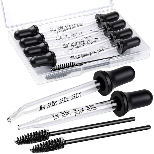 10pcs Eye Dropper & 8pcs Glass Pipettes Dropper with 2 Cleaning Tools – 1ml Droppers for Essential Oils, Liquid, Ear, Eye, Craft, Measuring