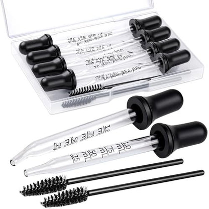 10pcs Eye Dropper & 8pcs Glass Pipettes Dropper with 2 Cleaning Tools – 1ml Droppers for Essential Oils, Liquid, Ear, Eye, Craft, Measuring