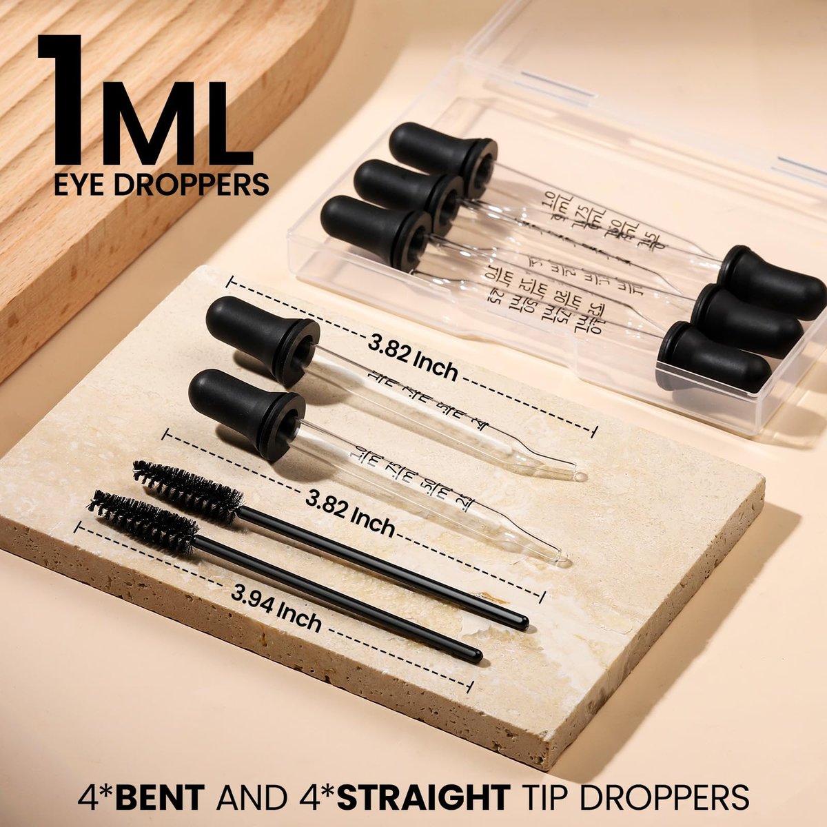 10pcs Eye Dropper & 8pcs Glass Pipettes Dropper with 2 Cleaning Tools – 1ml Droppers for Essential Oils, Liquid, Ear, Eye, Craft, Measuring - görsel 3