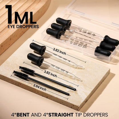 10pcs Eye Dropper & 8pcs Glass Pipettes Dropper with 2 Cleaning Tools – 1ml Droppers for Essential Oils, Liquid, Ear, Eye, Craft, Measuring