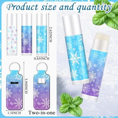 Swiffen 36-Pack Winter Snowflake Party Favors - Wonderland Lip Balm & Lipstick Holder Keychain Bulk for January Birthday Gifts, Coworkers, Employee, Women, Guest, Bridal Shower Party Supplies