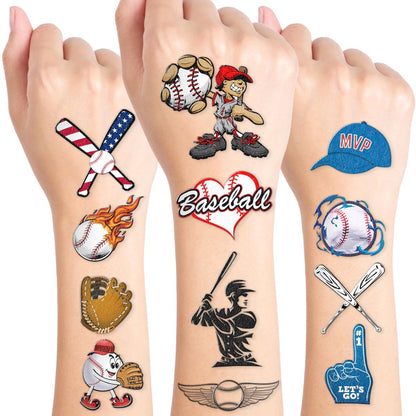 60PCS Baseball Temporary Tattoos for Kids - Pre-Cut Cute Birthday Party Favors & Supplies - Fun Fake Tattoo Stickers for Boys & Girls Avelisse