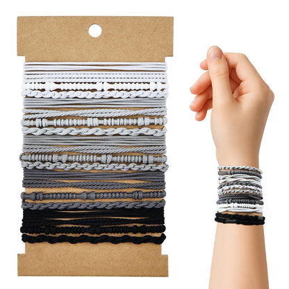 Dobur 20-Pack No Damage Hair Ties - Elastic Braided Ponytail Holders for Women, Neutral Boho Hair Accessories