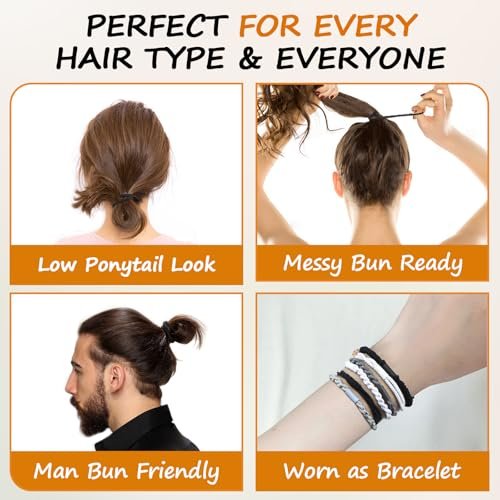 Dobur 20-Pack No Damage Hair Ties - Elastic Braided Ponytail Holders for Women, Neutral Boho Hair Accessories - görsel 14