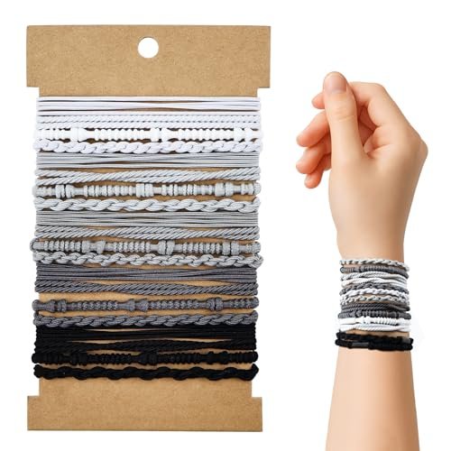 Dobur 20-Pack No Damage Hair Ties - Elastic Braided Ponytail Holders for Women, Neutral Boho Hair Accessories - görsel 2