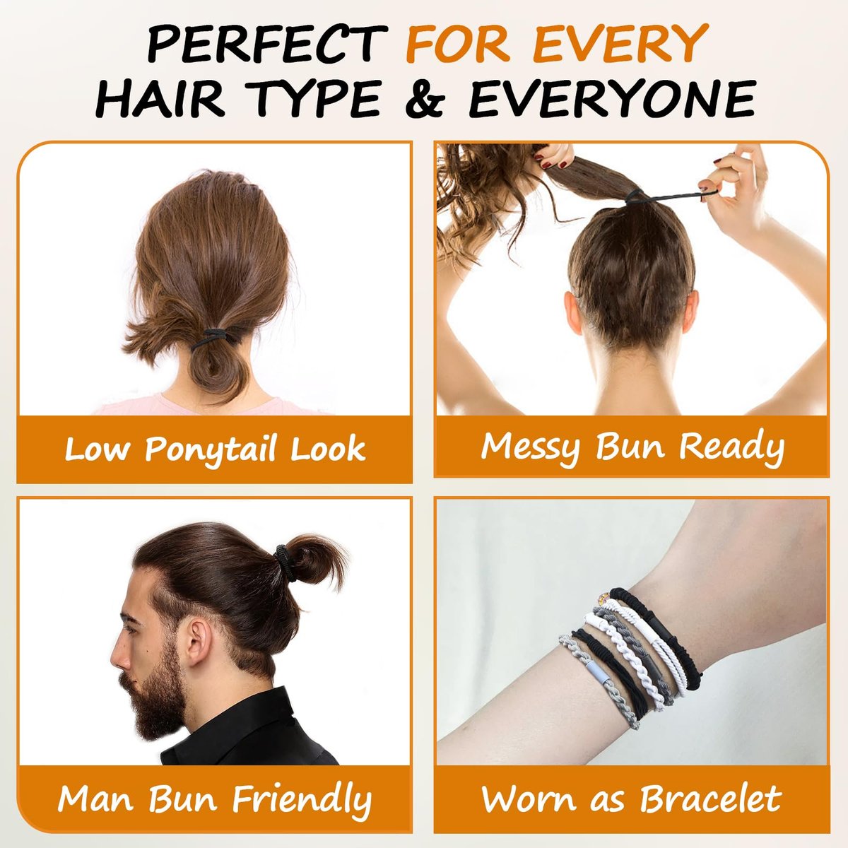 Dobur 20-Pack No Damage Hair Ties - Elastic Braided Ponytail Holders for Women, Neutral Boho Hair Accessories - görsel 13