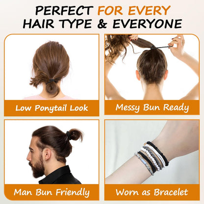 Dobur 20-Pack No Damage Hair Ties - Elastic Braided Ponytail Holders for Women, Neutral Boho Hair Accessories
