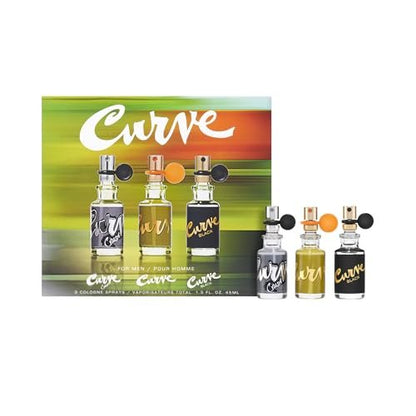 Curve Cologne 3-Pc. Spray Coffret Gift Set for Men - Travel Size Fragrance (0.5 fl oz each) Avelisse