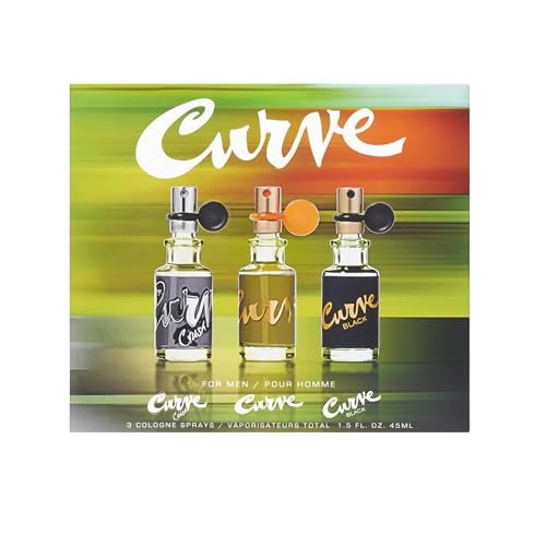 Curve Cologne 3-Pc. Spray Coffret Gift Set for Men - Travel Size Fragrance (0.5 fl oz each) Avelisse