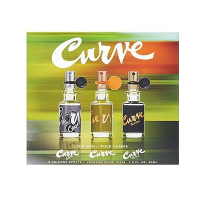 Curve Cologne 3-Pc. Spray Coffret Gift Set for Men - Travel Size Fragrance (0.5 fl oz each) Avelisse
