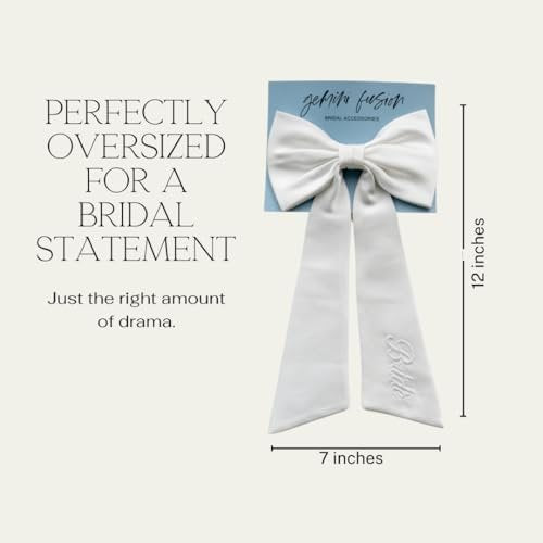 Luxury Bridal Hair Bow – White Silk Bride to Be Accessory, Bachelorette Gift, Wedding Hair Clip for Bridal Shower - görsel 10