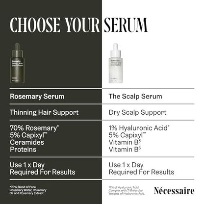 Nécessaire Rosemary Serum for Hair Growth – Denser, Fuller, Healthier Hair – 70% Rosemary Water, Oil, Extract + 5% Capixyl™ – Vegan, Quick-Dry, No Residue – 1 fl oz Avelisse