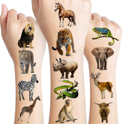 60 PCS Realistic Wildlife Jungle Animal Pre-Cut Temporary Tattoos - Party Favors, School Rewards, and Birthday Supplies for Kids