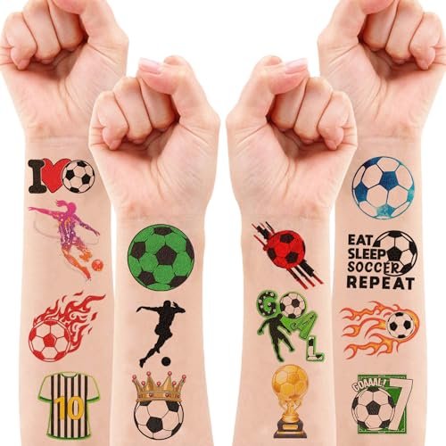60 PCS Soccer Temporary Tattoos for Kids - Pre-Cut Football Stickers for Sports Themed Birthday Party Favors & Goodie Bag Stuffers - görsel 14