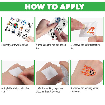 60 PCS Soccer Temporary Tattoos for Kids - Pre-Cut Football Stickers for Sports Themed Birthday Party Favors & Goodie Bag Stuffers