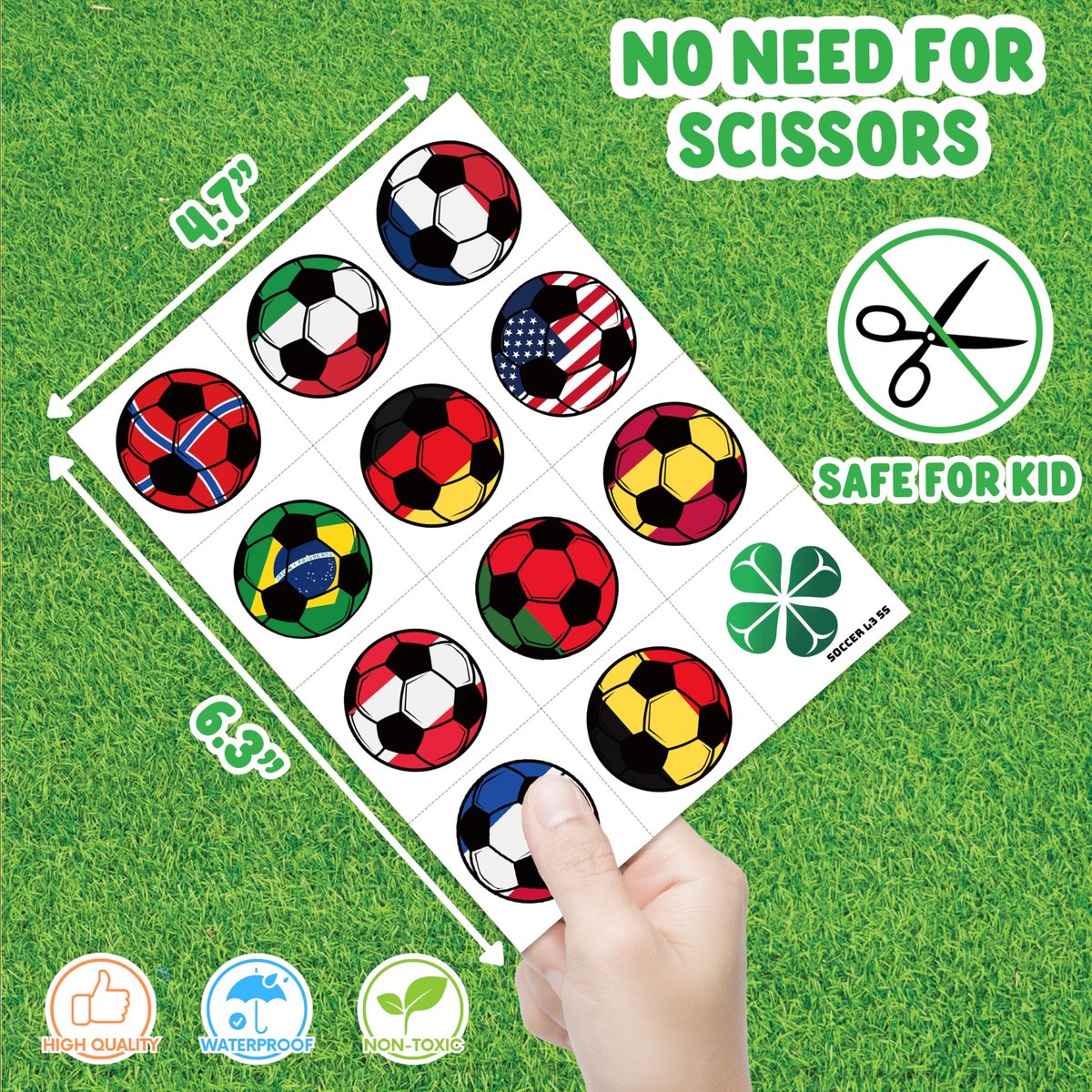 60 PCS Soccer Temporary Tattoos for Kids - Pre-Cut Football Stickers for Sports Themed Birthday Party Favors & Goodie Bag Stuffers - görsel 7
