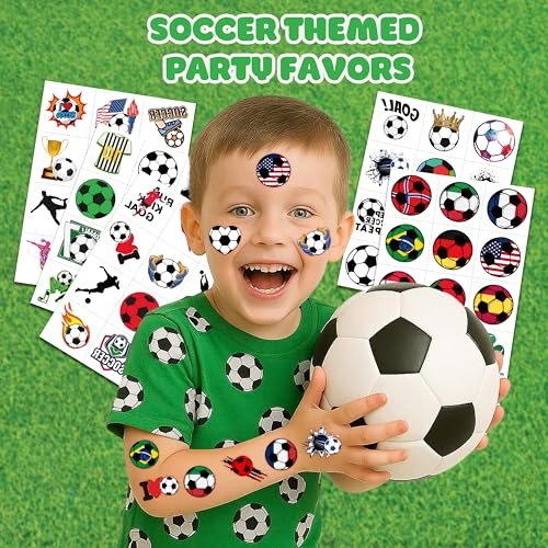 60 PCS Soccer Temporary Tattoos for Kids - Pre-Cut Football Stickers for Sports Themed Birthday Party Favors & Goodie Bag Stuffers - görsel 4