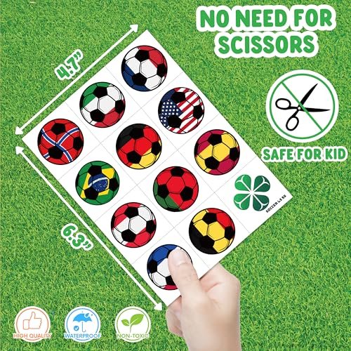 60 PCS Soccer Temporary Tattoos for Kids - Pre-Cut Football Stickers for Sports Themed Birthday Party Favors & Goodie Bag Stuffers - görsel 8