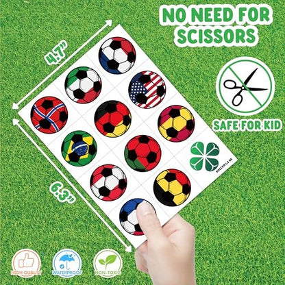60 PCS Soccer Temporary Tattoos for Kids - Pre-Cut Football Stickers for Sports Themed Birthday Party Favors & Goodie Bag Stuffers