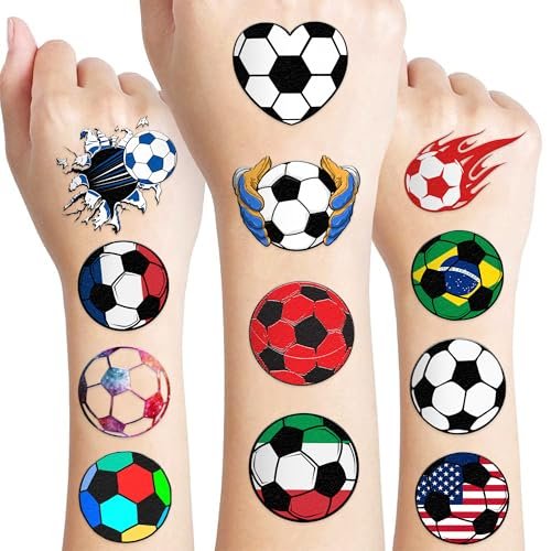 60 PCS Soccer Temporary Tattoos for Kids - Pre-Cut Football Stickers for Sports Themed Birthday Party Favors & Goodie Bag Stuffers - görsel 2