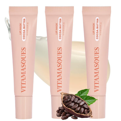Vitamasques Lip Mask Pack of 3 - Hydrating Cocoa Butter Lip Balm with Vitamins & Natural Oils for Nourished, Plumped Lips Avelisse
