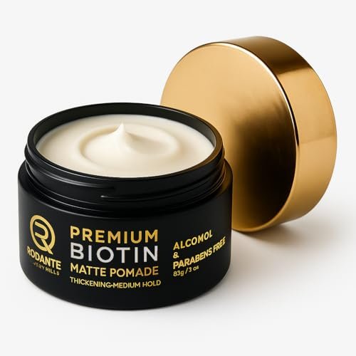 Rodante Beverly Hills Biotin Matte Cream Texture Paste Clay Pomade - Premium Thickening Cream, Medium Hold, Anti Hair Loss & Hair Growth Support for Thinning Hair, 85g / 3oz Avelisse