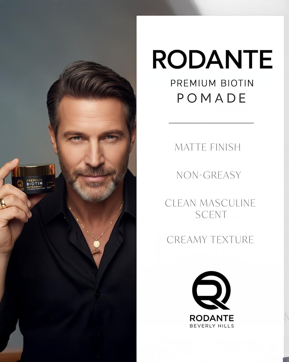 Rodante Beverly Hills Biotin Matte Cream Texture Paste Clay Pomade - Premium Thickening Cream, Medium Hold, Anti Hair Loss & Hair Growth Support for Thinning Hair, 85g / 3oz Avelisse