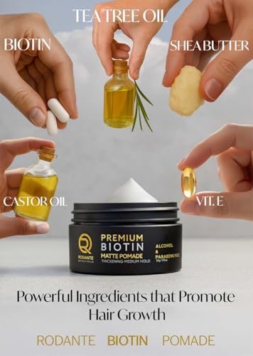 Rodante Beverly Hills Biotin Matte Cream Texture Paste Clay Pomade - Premium Thickening Cream, Medium Hold, Anti Hair Loss & Hair Growth Support for Thinning Hair, 85g / 3oz Avelisse